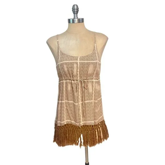 Cabi Tan Cabana Cover-Up Tassel Tank Blouse Sleeveless Style # 846 Small - Picture 2 of 6